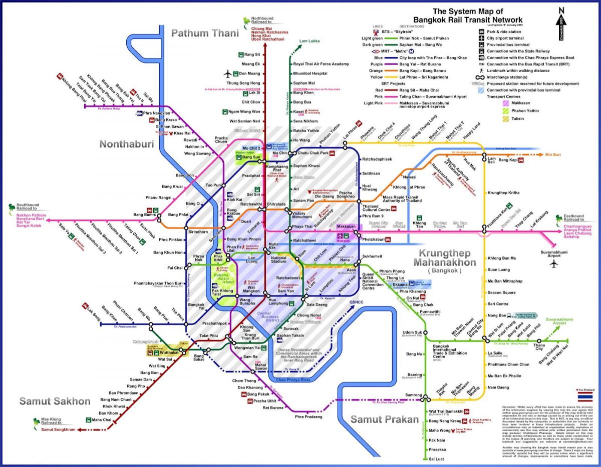 بانکوک, اتوبوس, نقشه مسیر