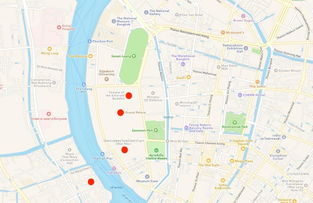 نقشه معابد در بانکوک