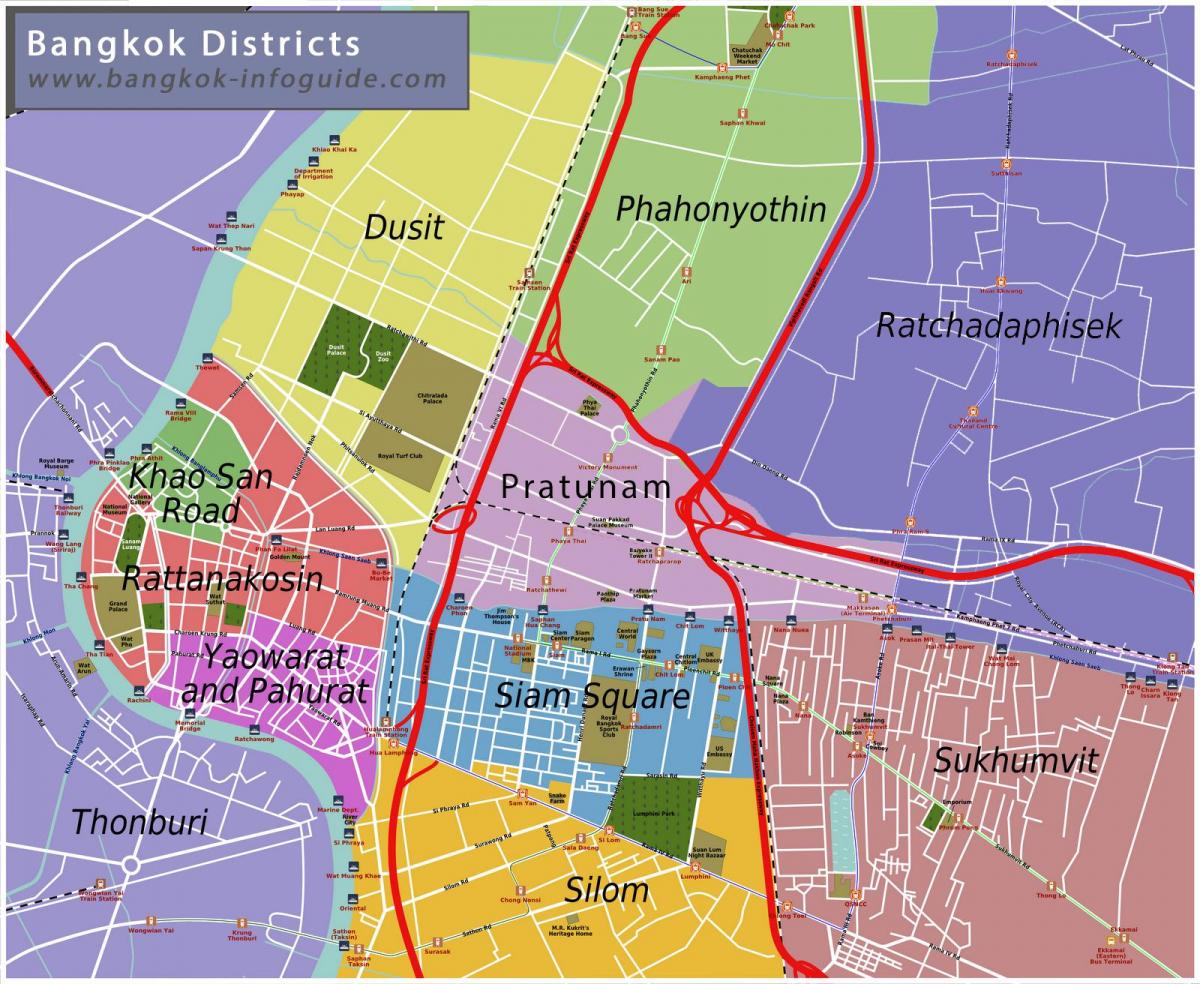 نقشه بانکوک و مناطق اطراف آن