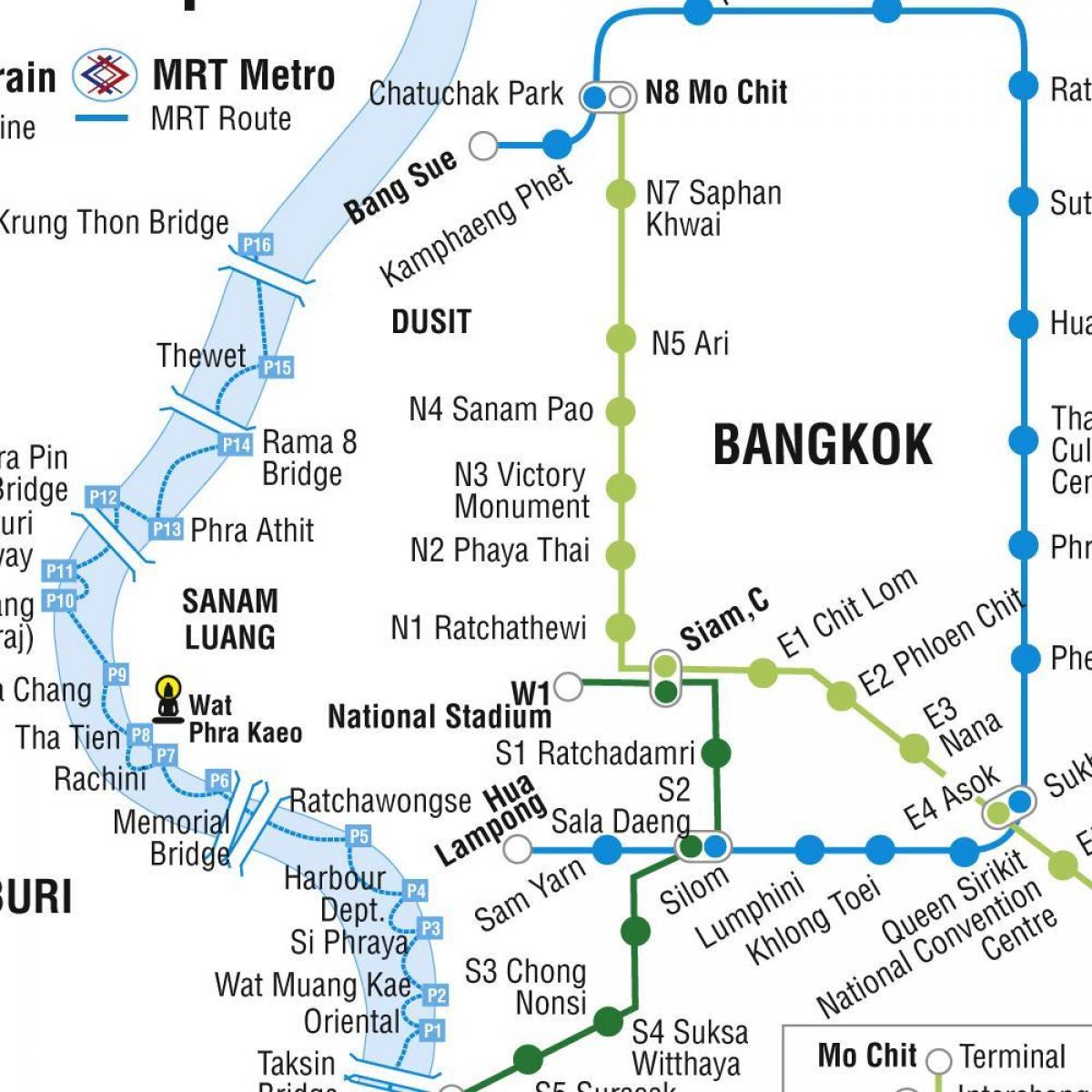 نقشه بانکوک مترو و skytrain