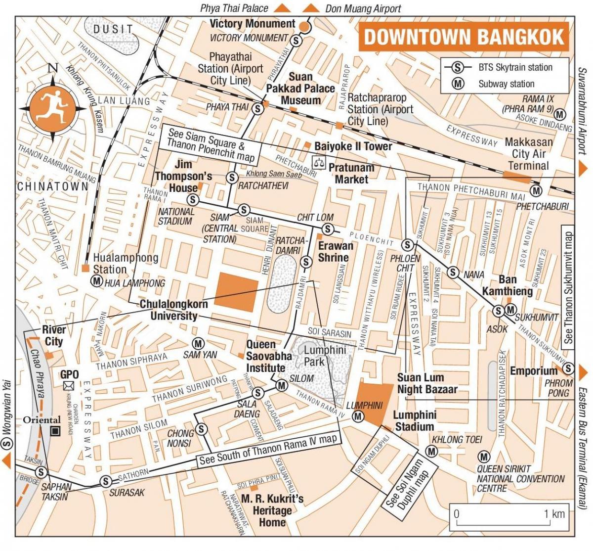 بانکوک در مرکز شهر نقشه